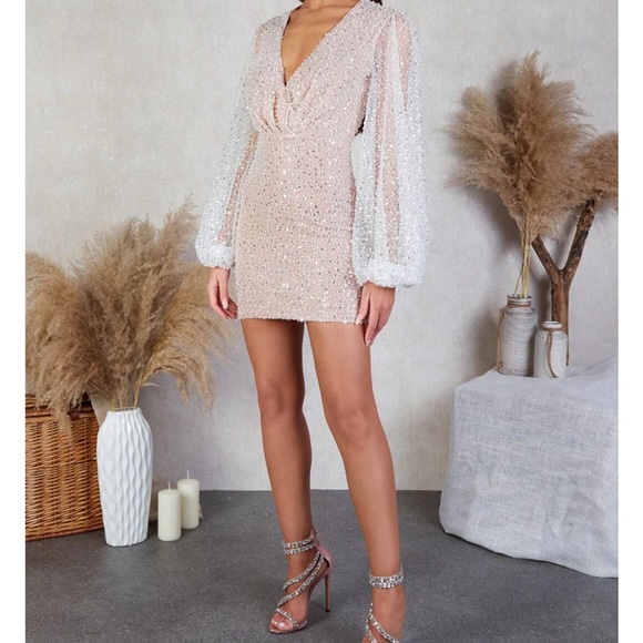 BRAND NEW NWT NADINE MERABI MAYA WHITE DRESS - Picture 9 of 17